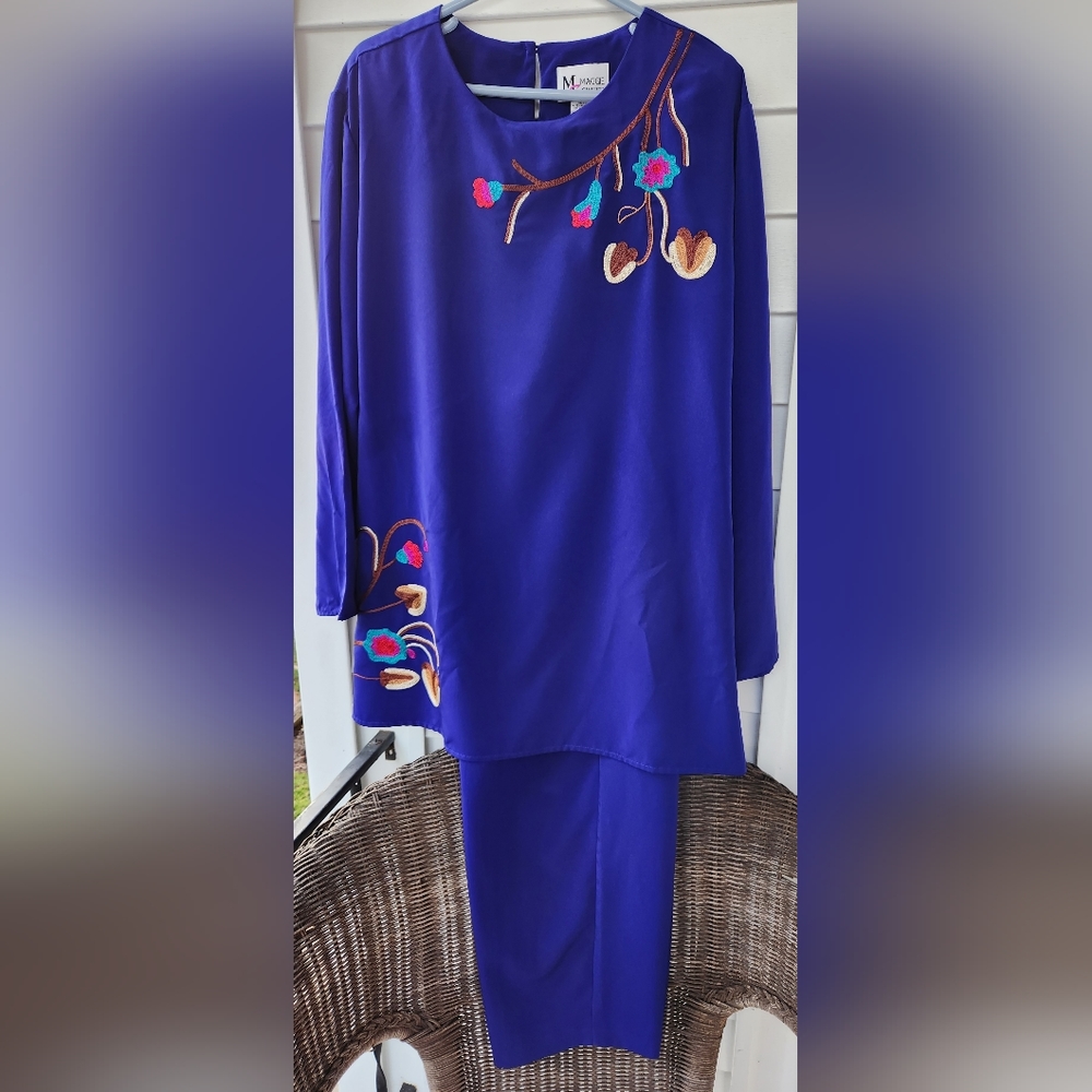Maggie Sweet Blueish Purple Top and Pants Outfit with Embroidery Size 2X.